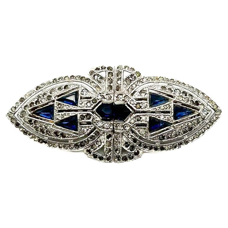 Vintage Coro Duette sapphire double dress clip 1940s