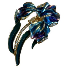 Vintage Coro Enamel Iris Brooch