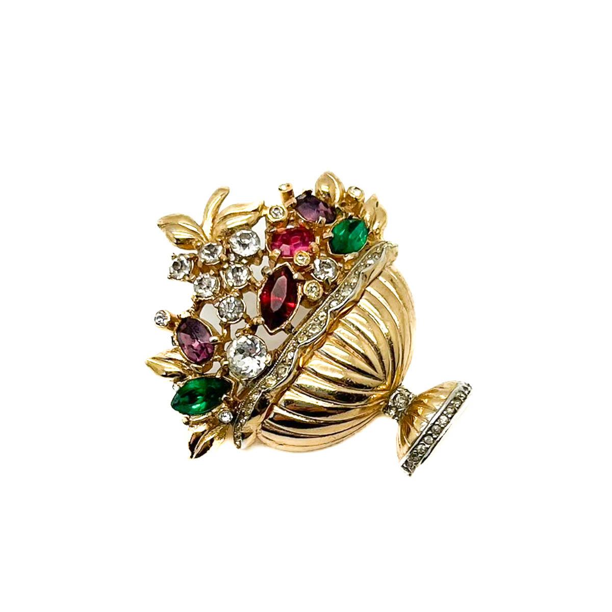 Vintage Coro Giardinetti Paste Brooch 1950s In Good Condition For Sale In Wilmslow, GB