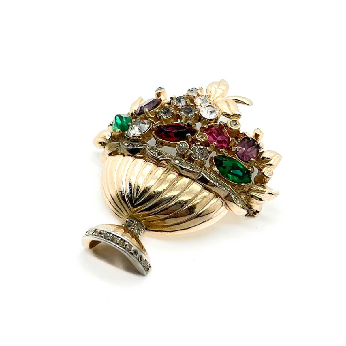Women's or Men's Vintage Coro Giardinetti Paste Brooch 1950s For Sale