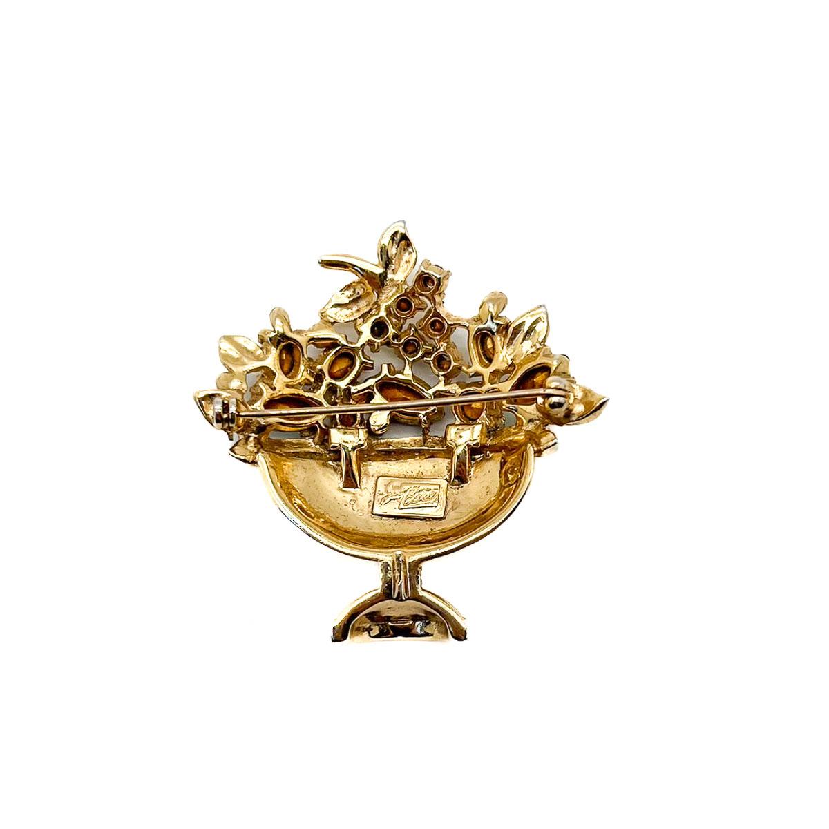 Vintage Coro Giardinetti Paste Brooch 1950s For Sale 2