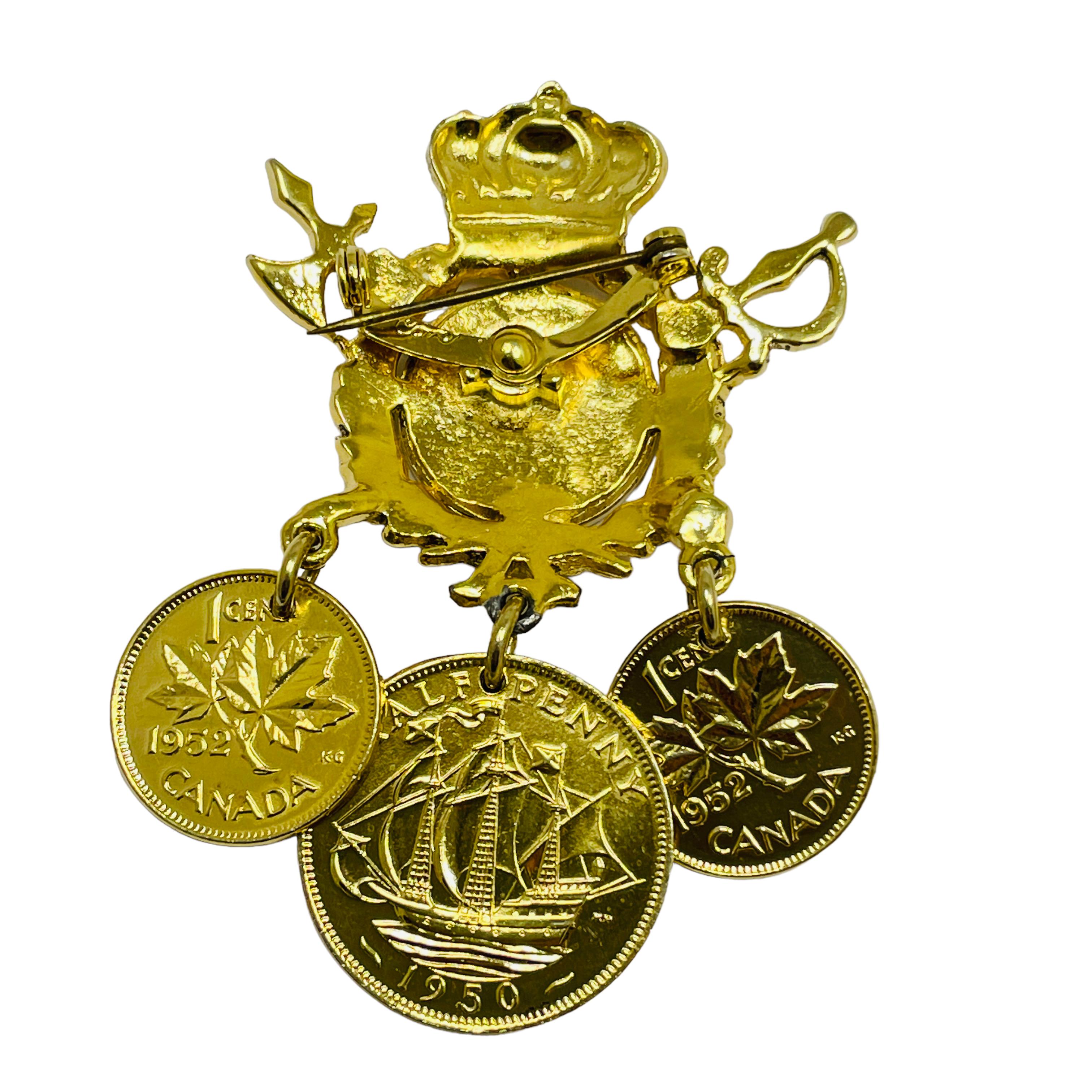 gold coin brooch