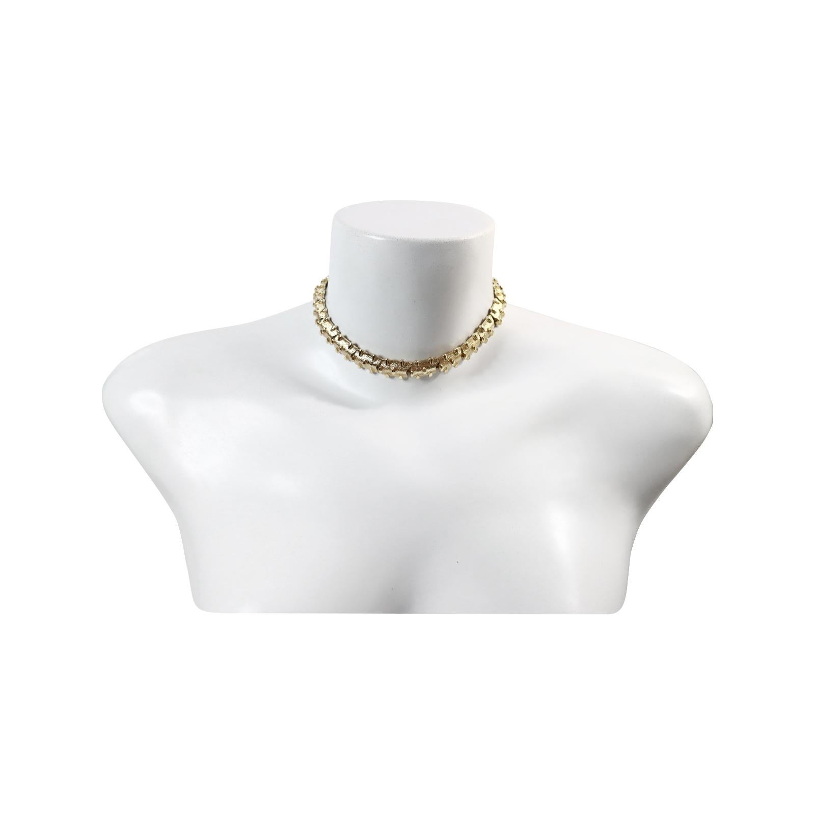 Vintage Coro Gold Tone Nubby Choker Circa 1970s In Good Condition In New York, NY