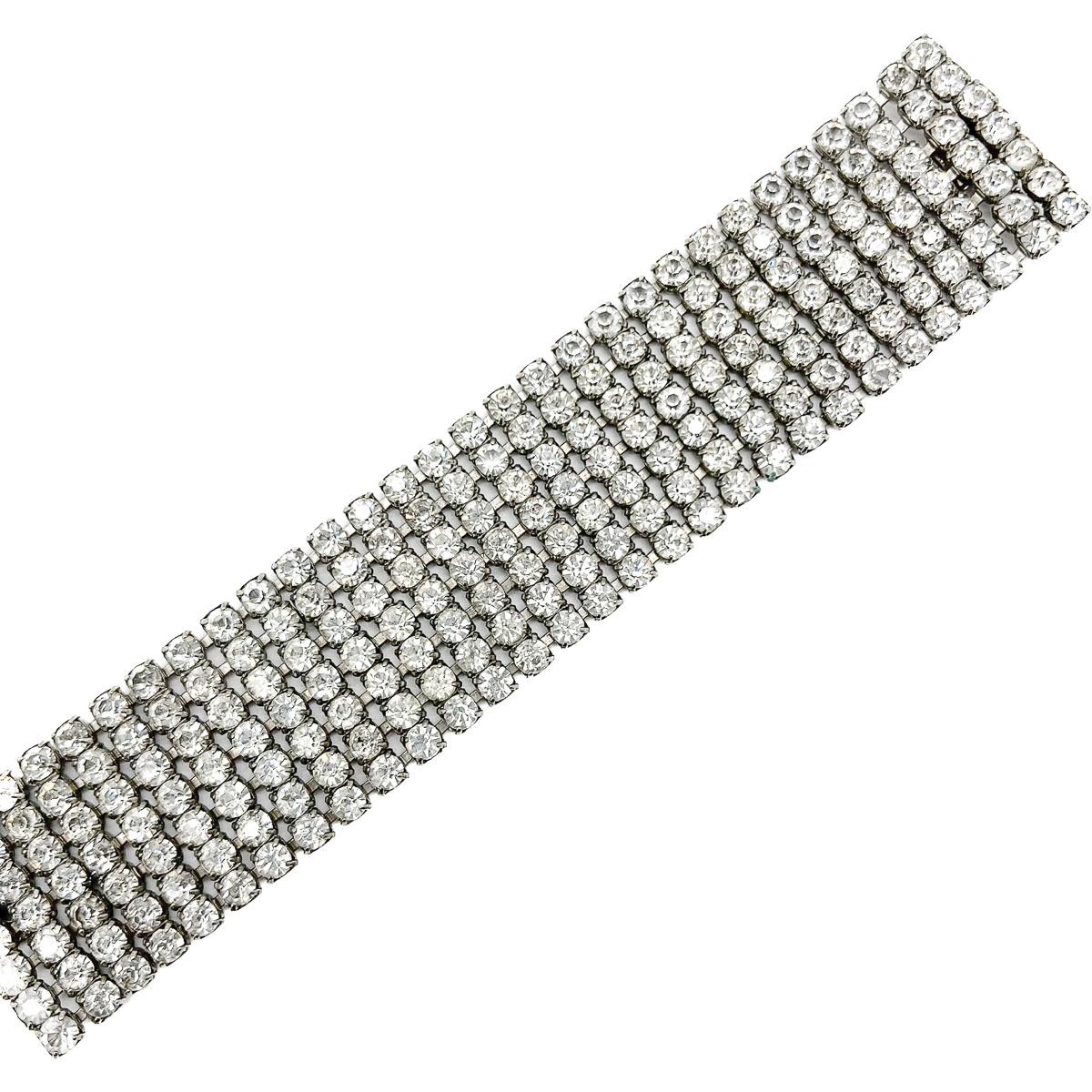 Vintage Coro Rhinestone Cocktail Bracelet 1950s In Good Condition For Sale In Wilmslow, GB