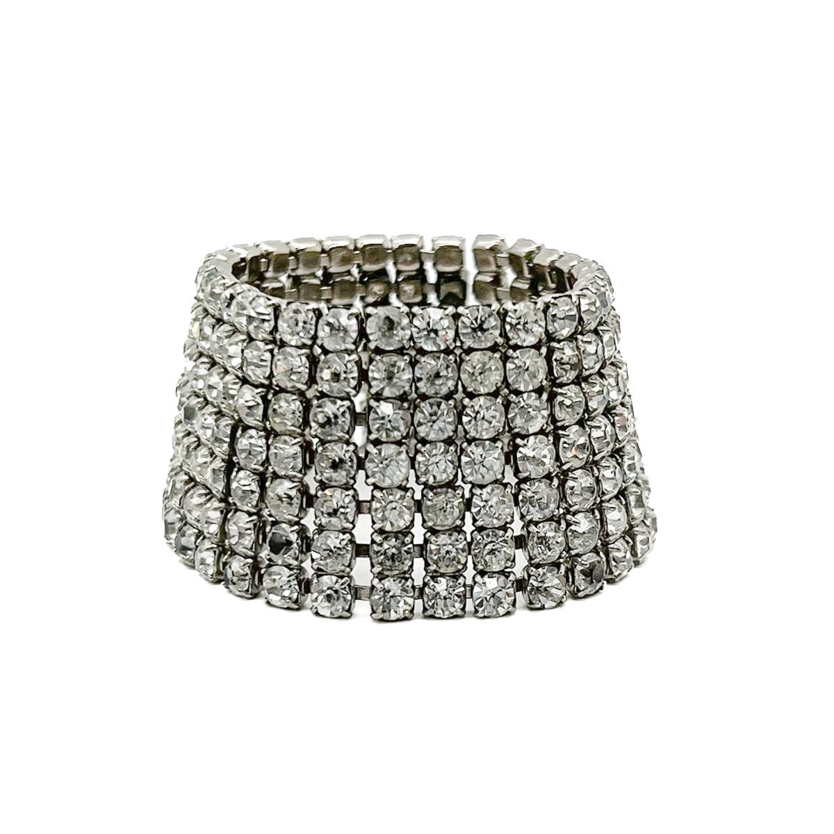Women's or Men's Vintage Coro Rhinestone Cocktail Bracelet 1950s For Sale
