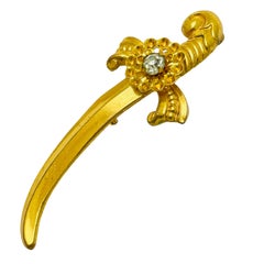 Vintage CORO signed gold plated sword designer brooch