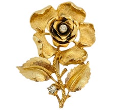 Broche vintage CORO firmado oro rosa estrás de diseñador de pasarela