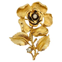 Broche vintage CORO firmado oro rosa estrás de diseñador de pasarela