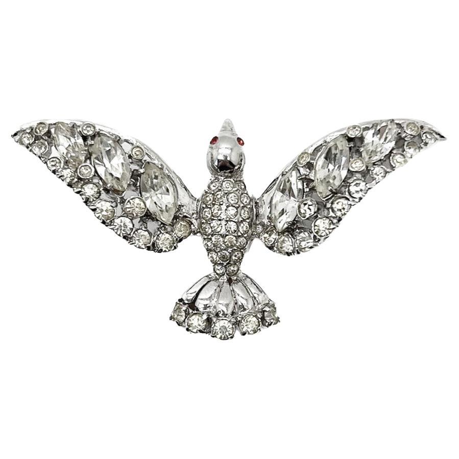 Vintage Coro Sterling Bird In Flight Brooch 1940s For Sale