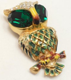 Vintage Coro Sterling Gold Wash Owl Brooch