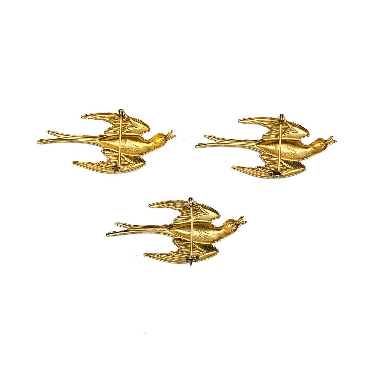 Vintage Coro Trio of Swallows In Flight Brooches 1940s In Good Condition In Wilmslow, GB