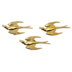 Vintage Coro Trio of Swallows In Flight Brooches 1940s