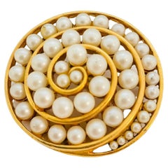 Vintage COROCRAFT gold pearl swirl brooch