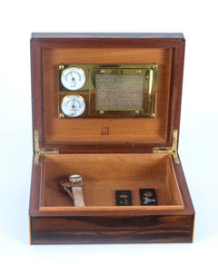 Vintage Coromandel Cigar Humidor Dunhill & Silver Cigar Cutter 20th Century