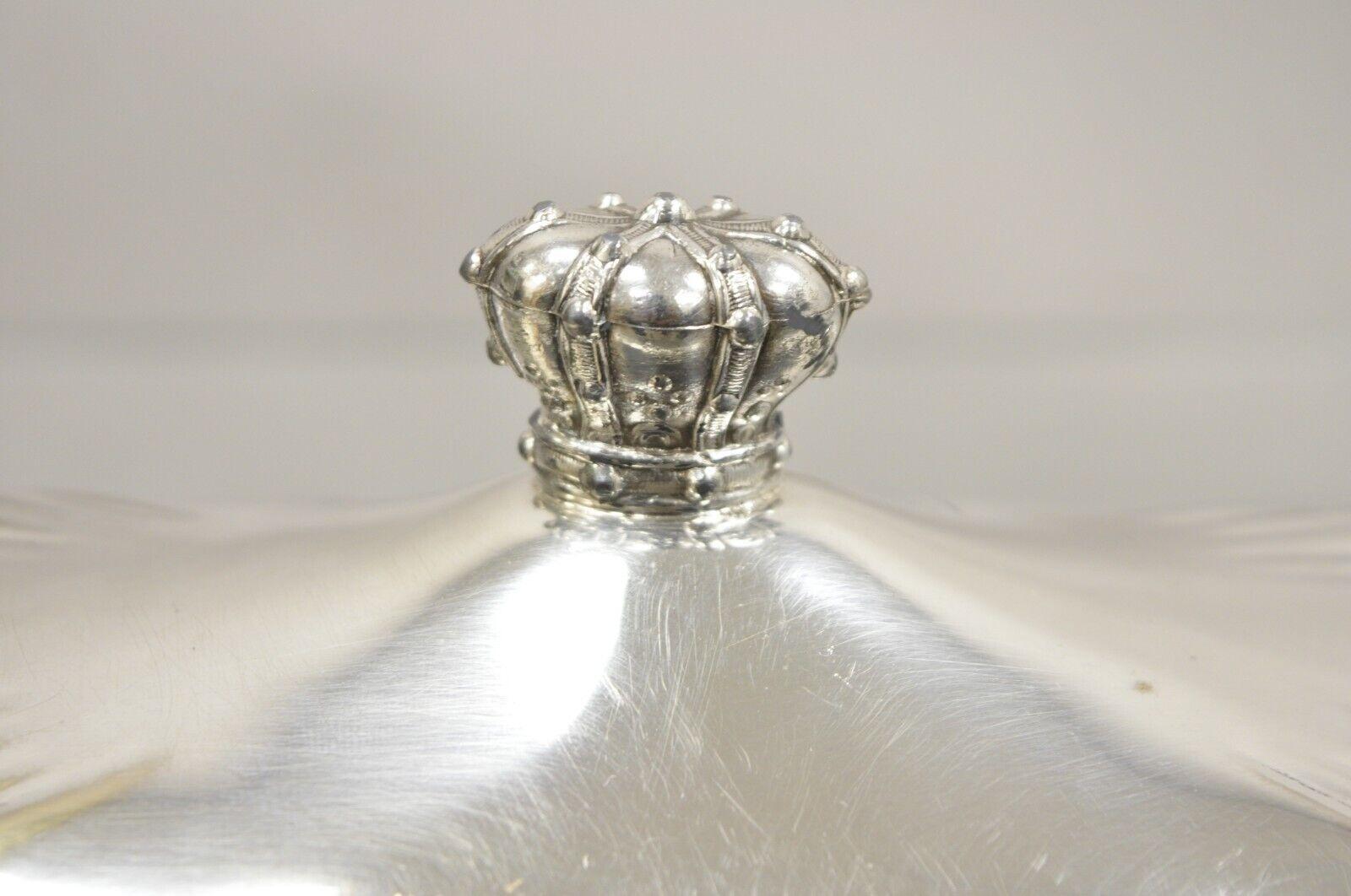 Vintage Coronet Silver Victorian Silver Plated Covered Butter Dish Crown Handle In Good Condition For Sale In Philadelphia, PA