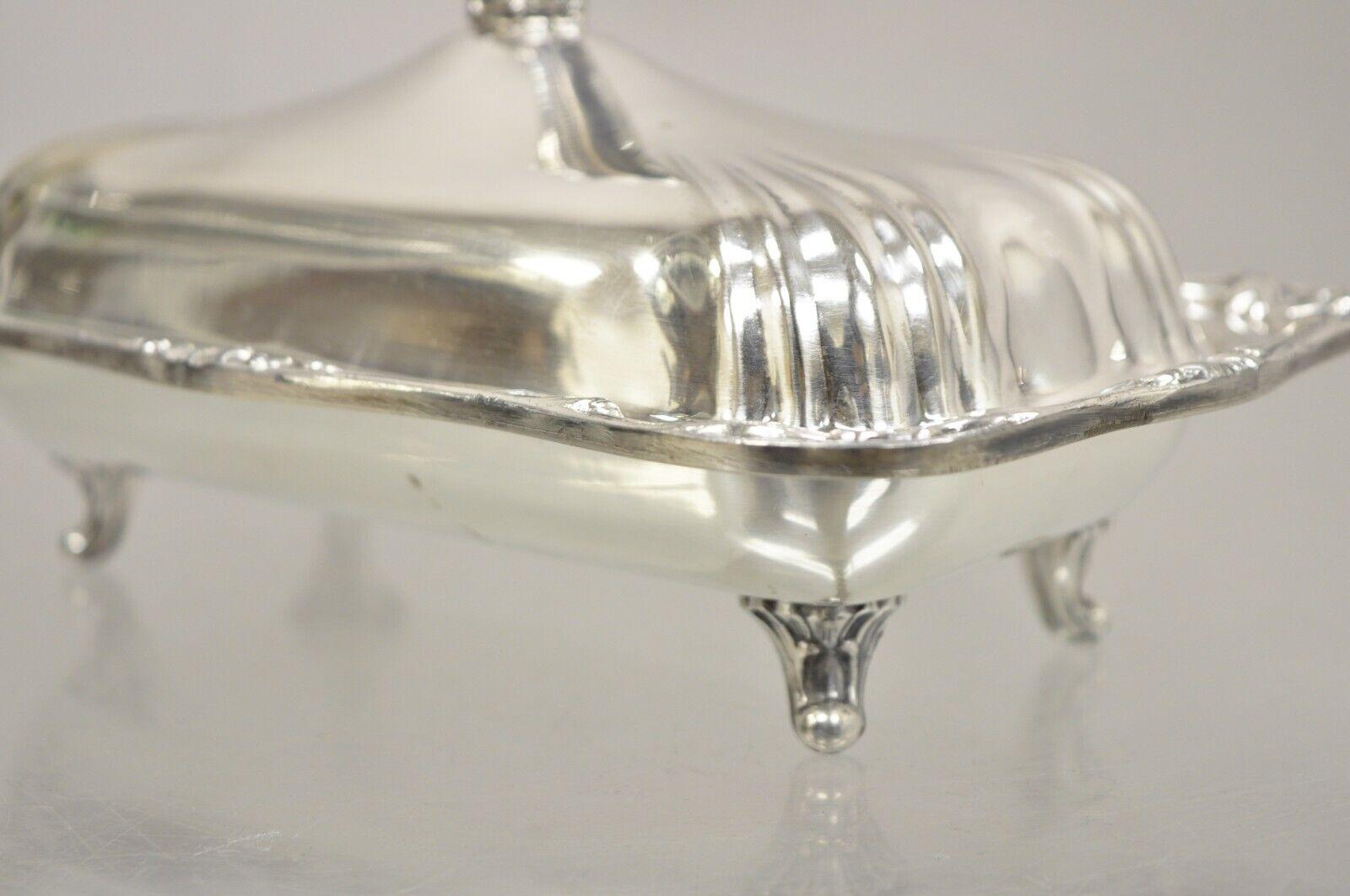 Vintage Coronet Silver Victorian Silver Plated Covered Butter Dish Crown Handle For Sale 2