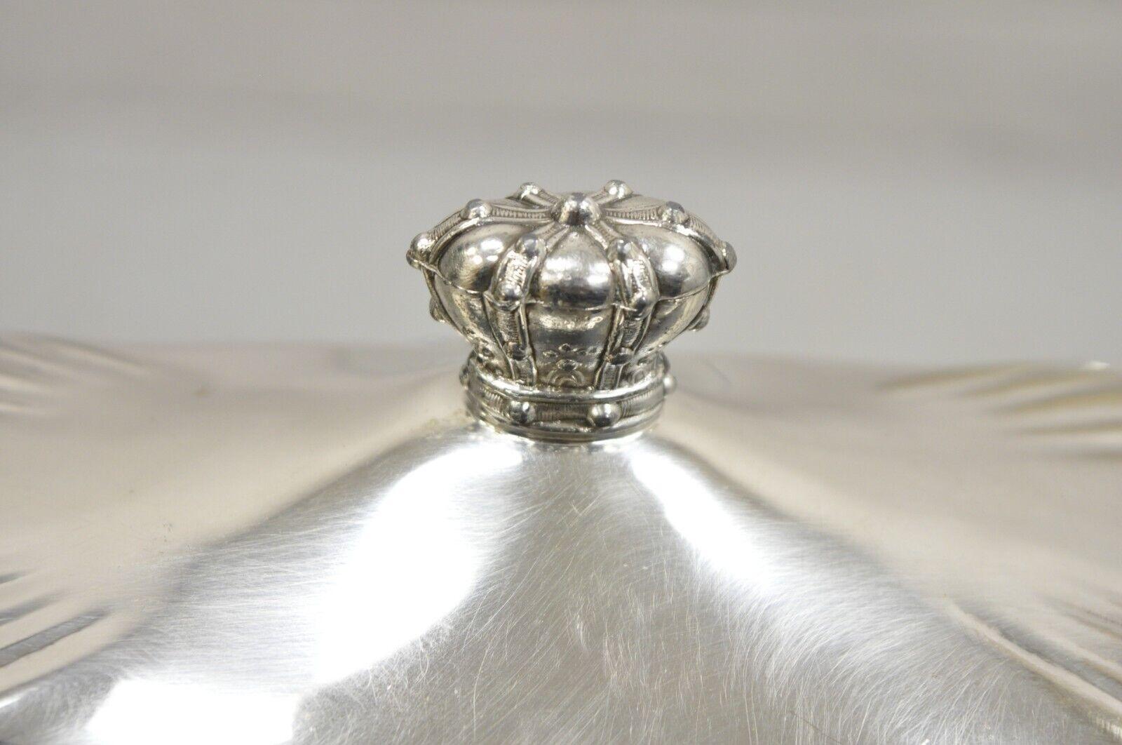 Vintage Coronet Silver Victorian Silver Plated Covered Butter Dish Crown Handle For Sale 4