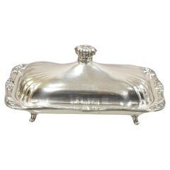 Retro Coronet Silver Victorian Silver Plated Covered Butter Dish Crown Handle