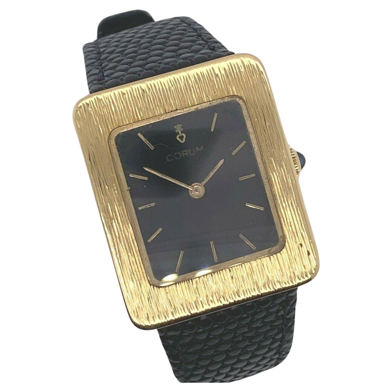 Vintage Corum 18ct Yellow Gold Watch in Perfect Working Condition, 1970's For Sale