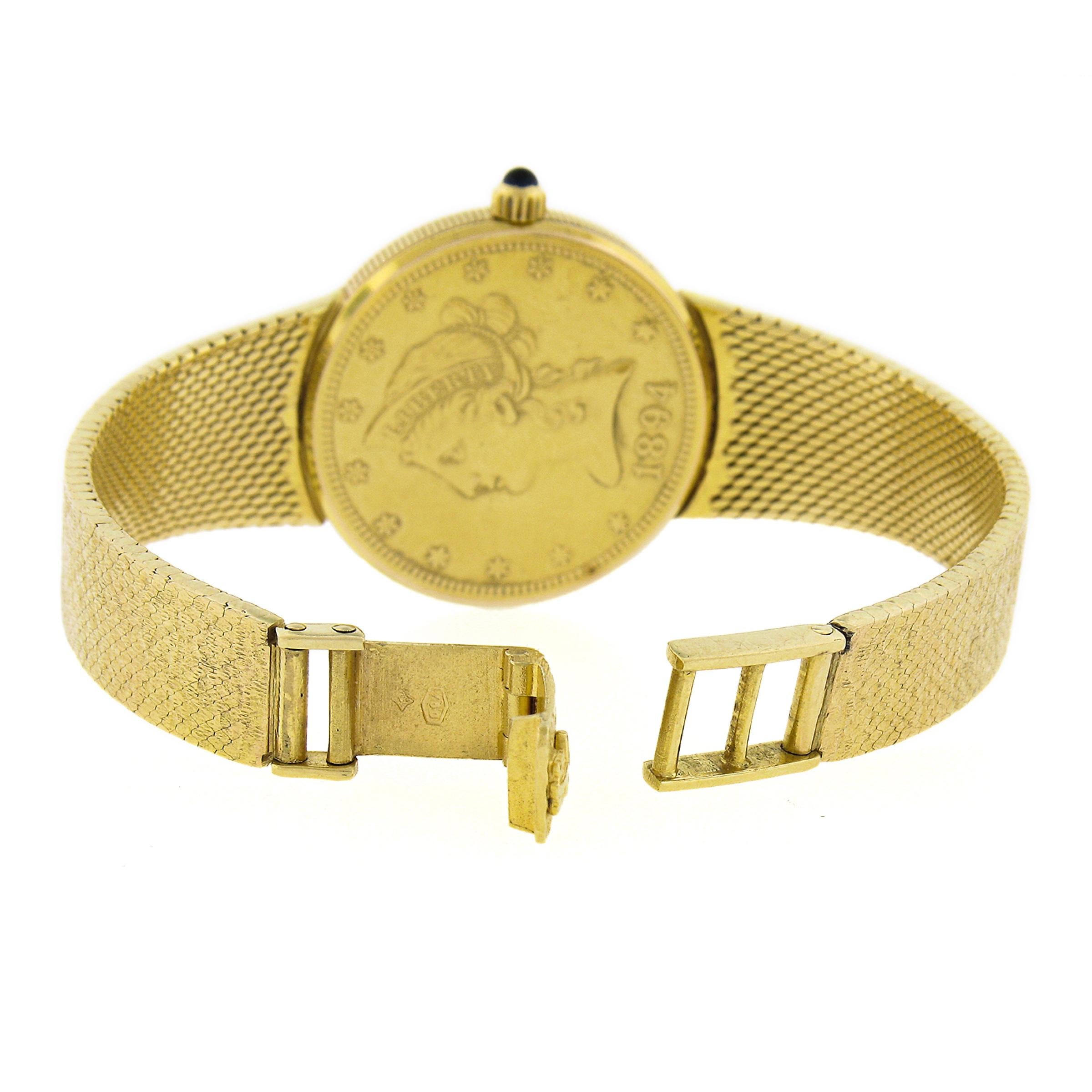 Vintage Corum 18k Gold 28mm Ten $10 Dollar Coin Mechanical Wrist Watch Bracelet For Sale 2