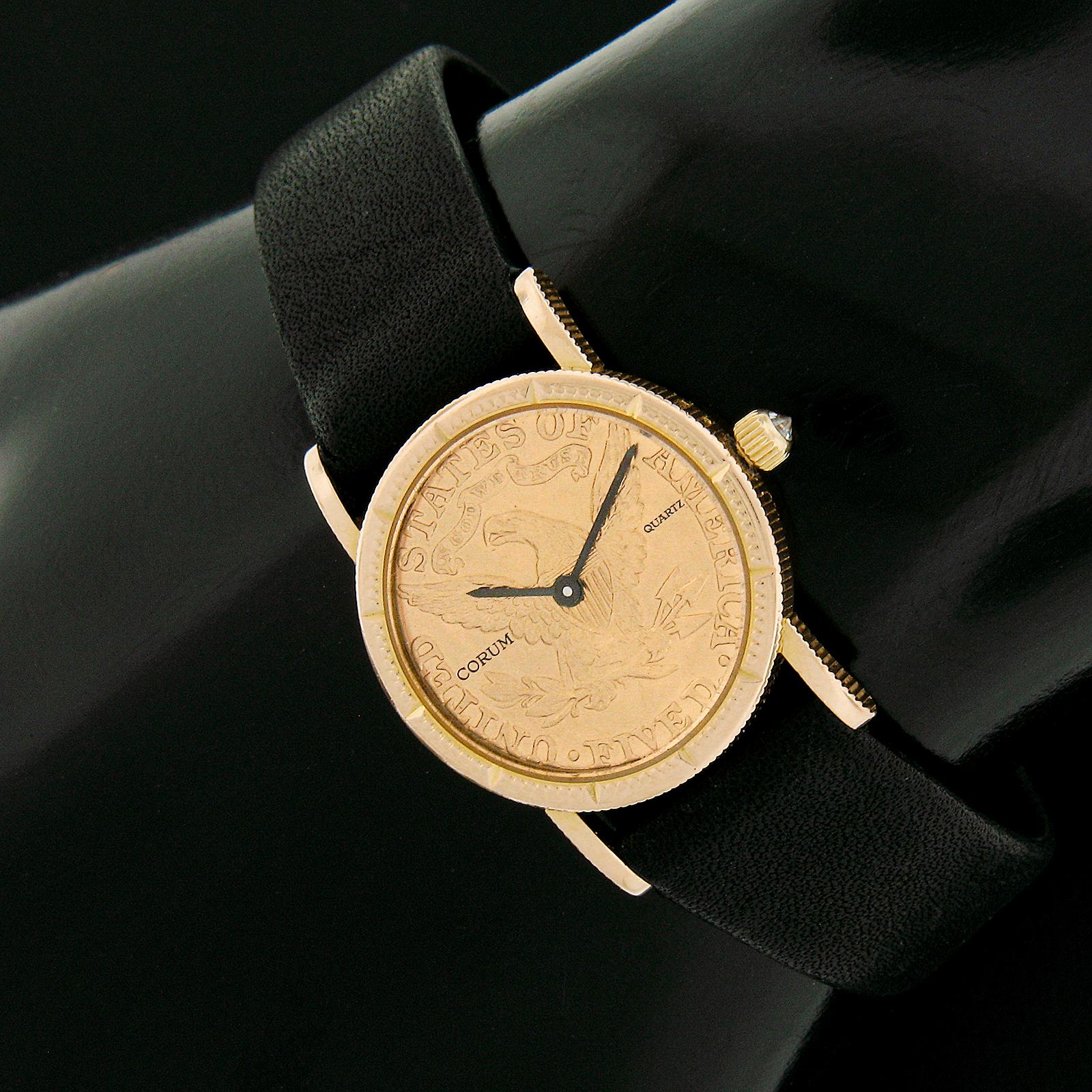 da uomo o donna Orologio da polso al quarzo Corum d'epoca in oro giallo 18k 23mm Five 5 Dollar Coin in vendita