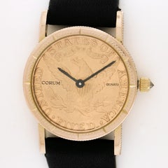 Vintage Corum 18k Yellow Gold 23mm Five 5 Dollar Coin Quartz Wrist Watch
