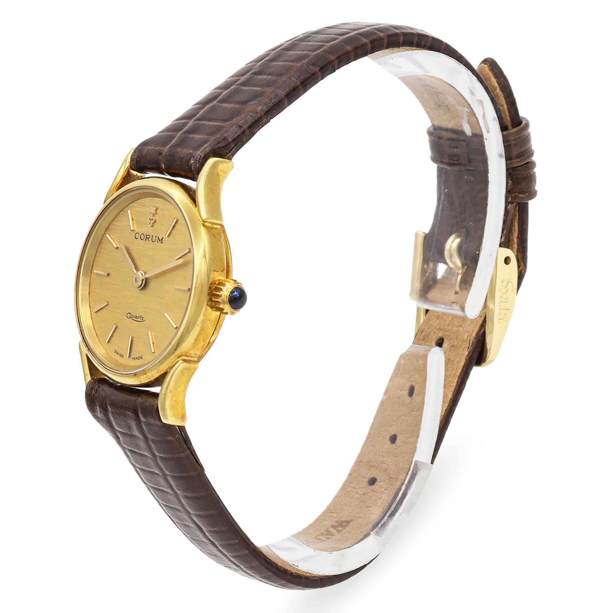 Vintage Corum 18K Yellow Gold Women's Quartz Watch In Good Condition In New York, NY
