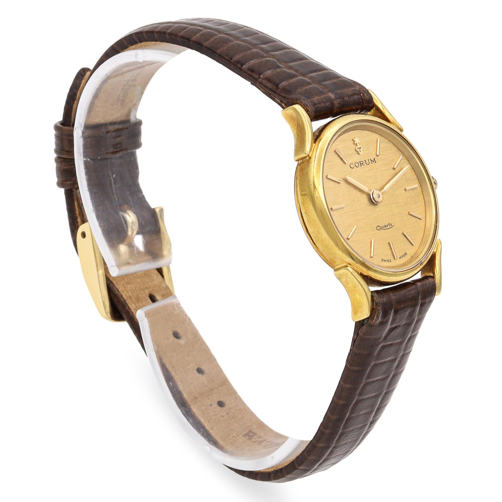 Vintage Corum 18K Yellow Gold Women's Quartz Watch 1