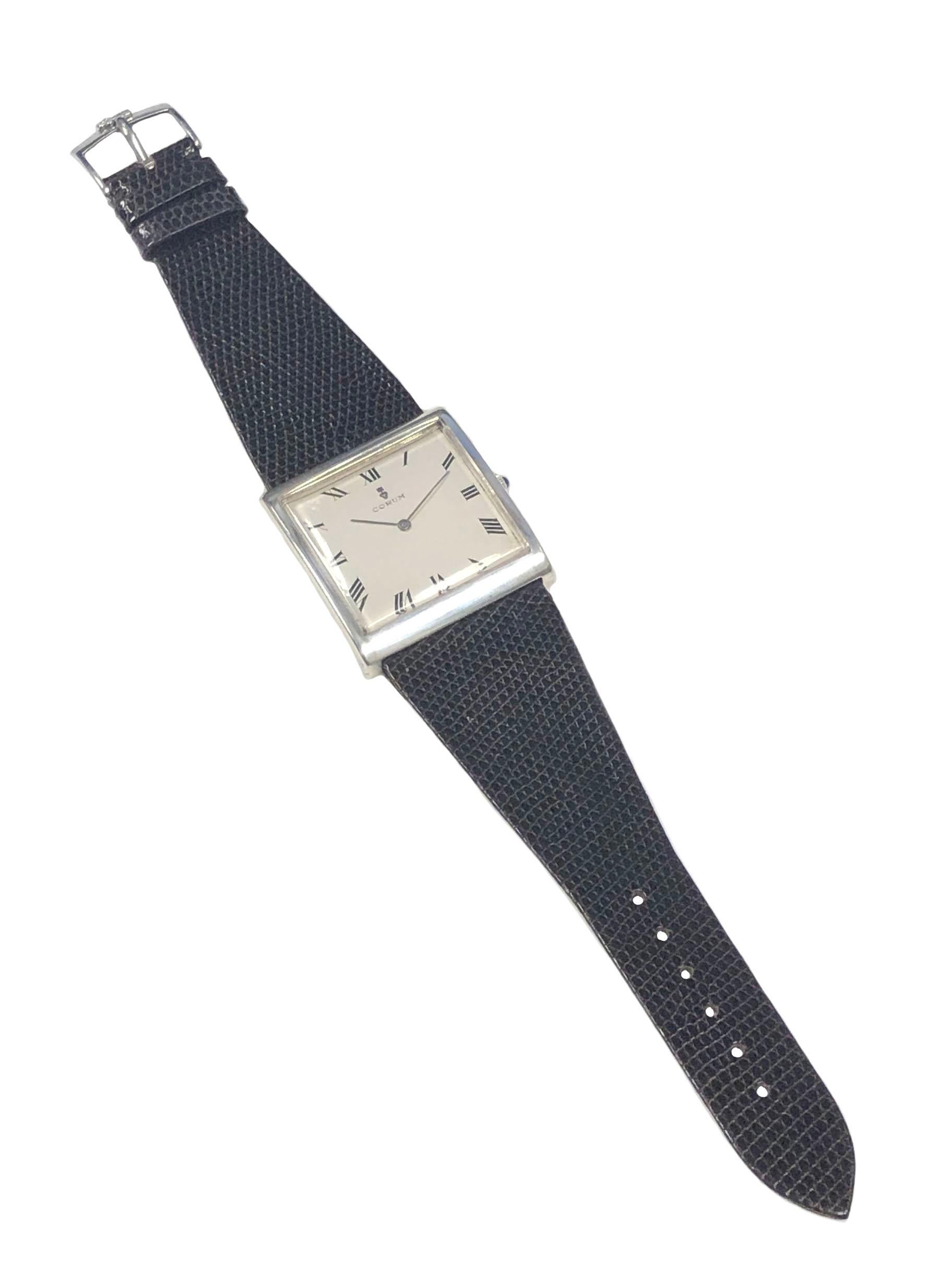 Women's or Men's Vintage Corum Buckingham Large Sterling Mechanical Wristwatch