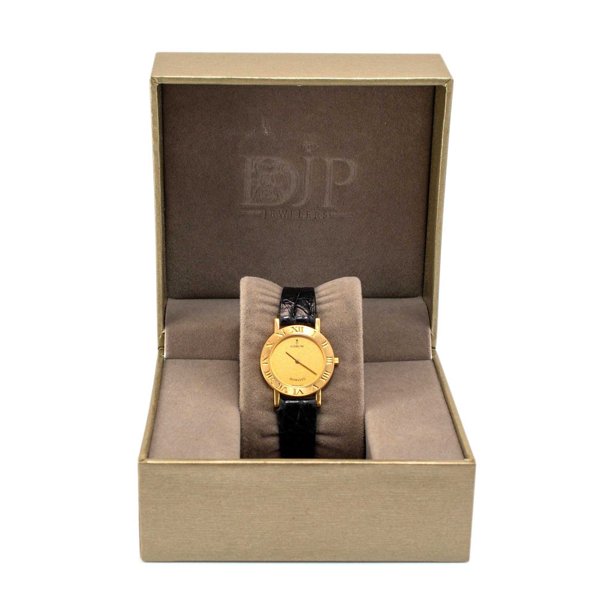 Reloj Vintage Corum Romulus Romvlvs 26MM 50.201.56 Cuarzo Oro Amarillo 18K en venta 6