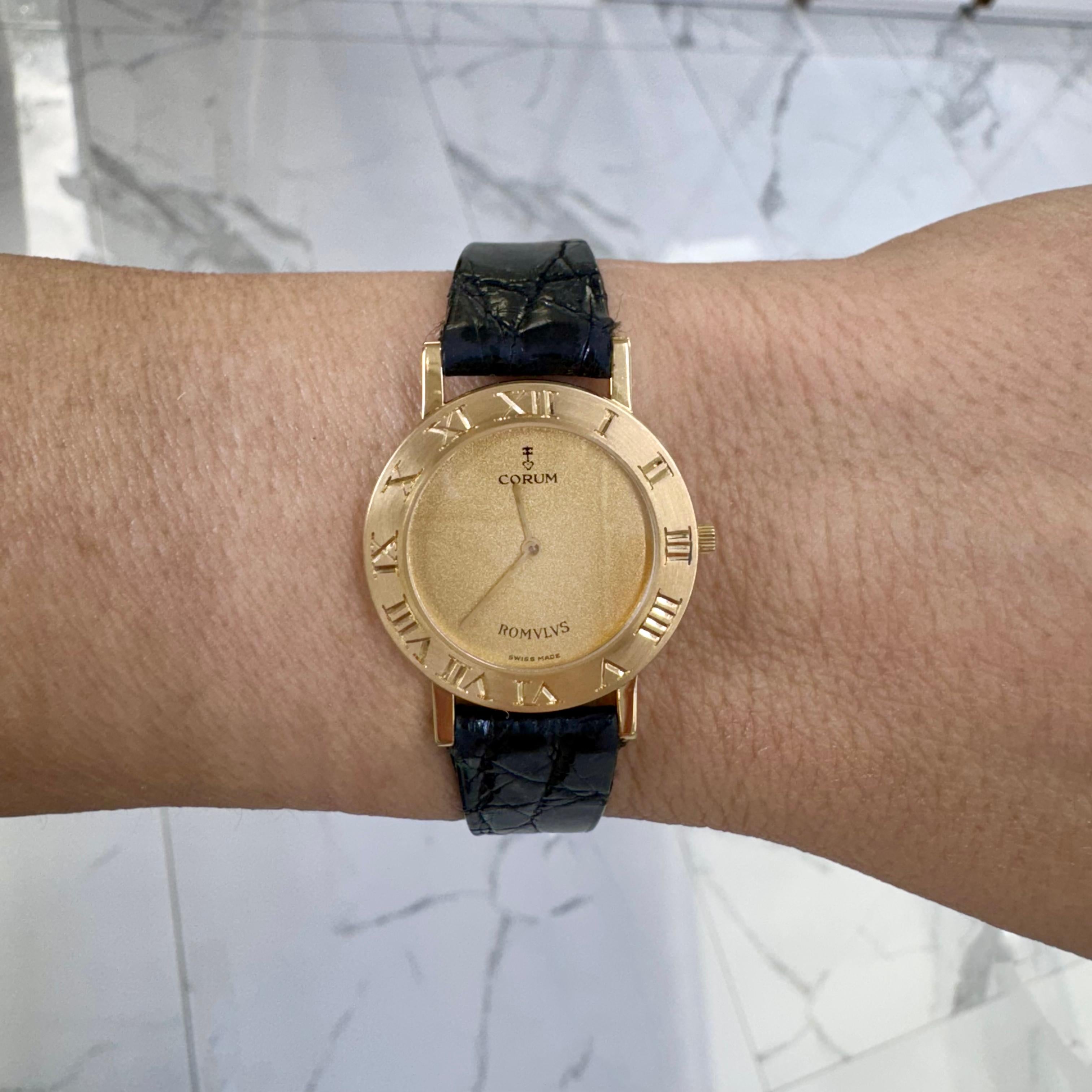 Reloj Vintage Corum Romulus Romvlvs 26MM 50.201.56 Cuarzo Oro Amarillo 18K en venta 7