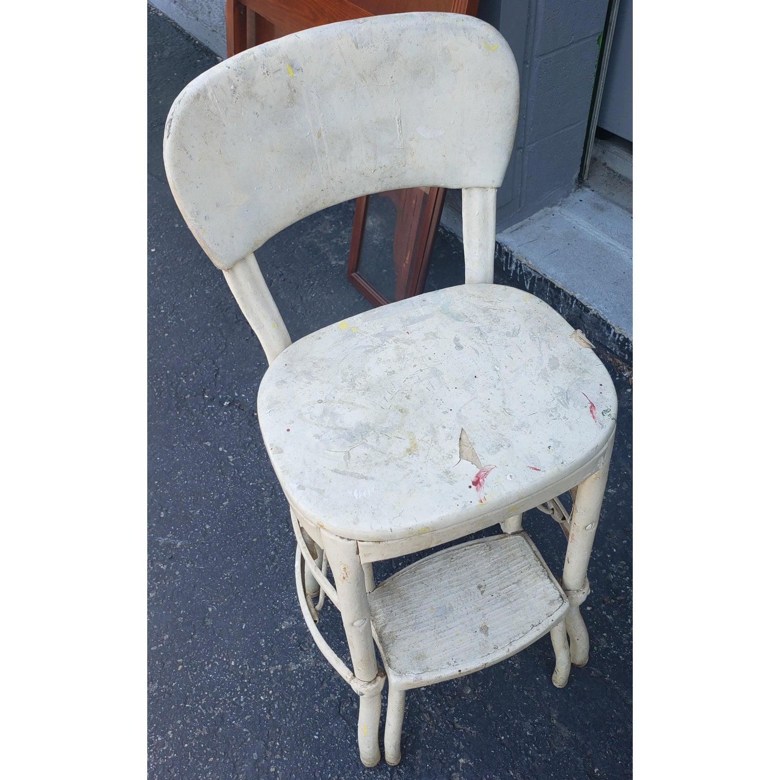Vintage Cosco Step Stool Counter Chair, Circa 1950s In Fair Condition For Sale In Germantown, MD