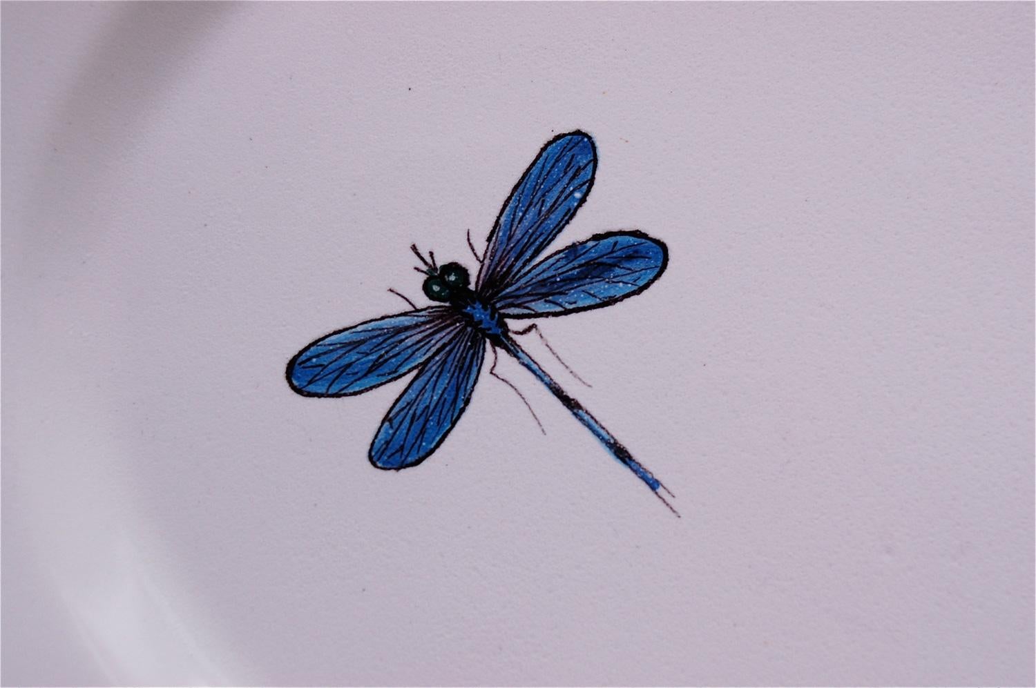 Italian Vintage COSTA Serving Dish with Bamboo and Dragonfly Decoration, 1970s, Italy For Sale