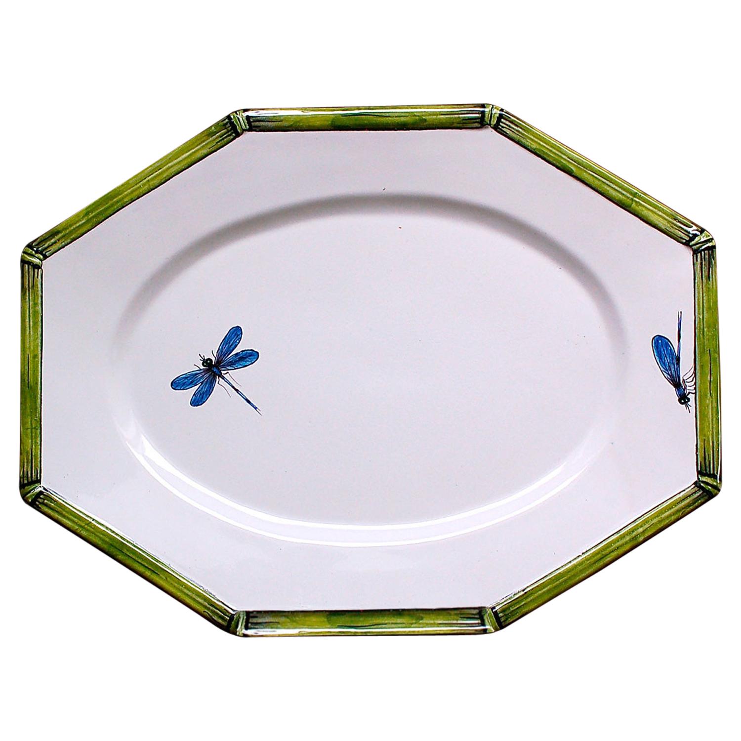 Vintage COSTA Serving Dish with Bamboo and Dragonfly Decoration, 1970s, Italy For Sale