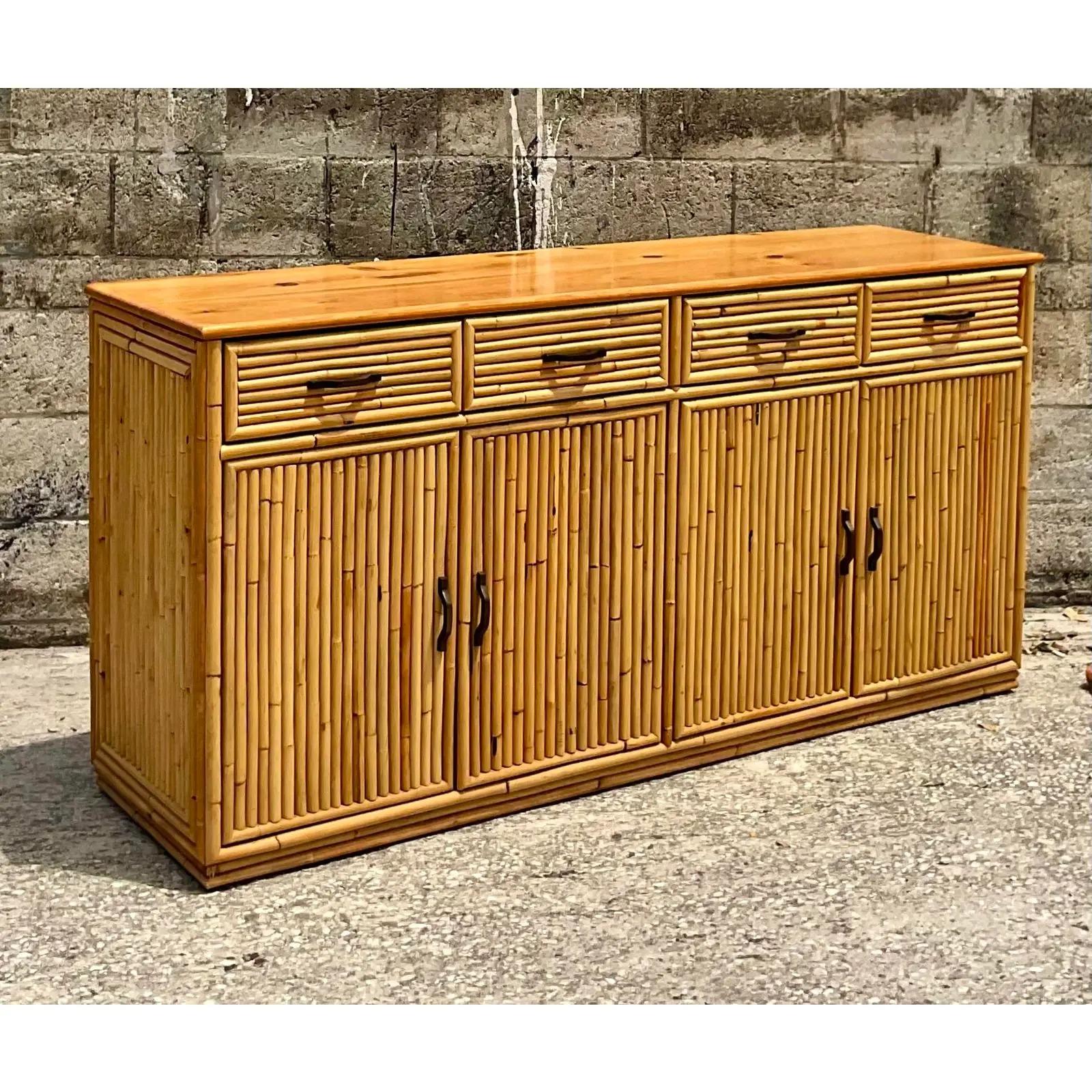 Vintage Costal Bamboo Credenza In Good Condition In west palm beach, FL