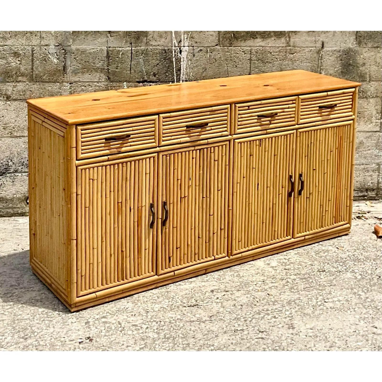 20th Century Vintage Costal Bamboo Credenza