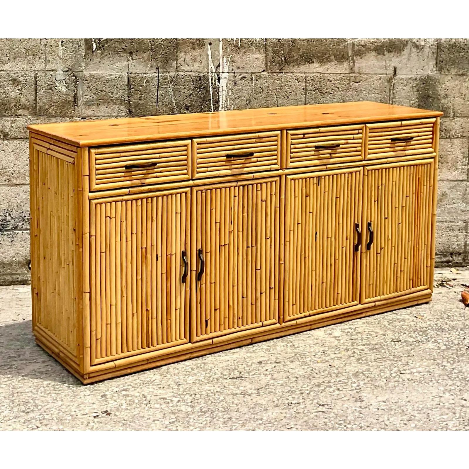 Vintage Costal Bamboo Credenza 2