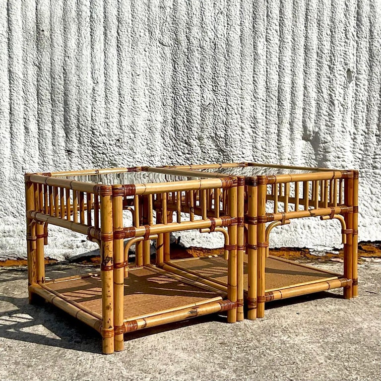 Vintage Costal Bamboo Side Tables a Pair at 1stDibs