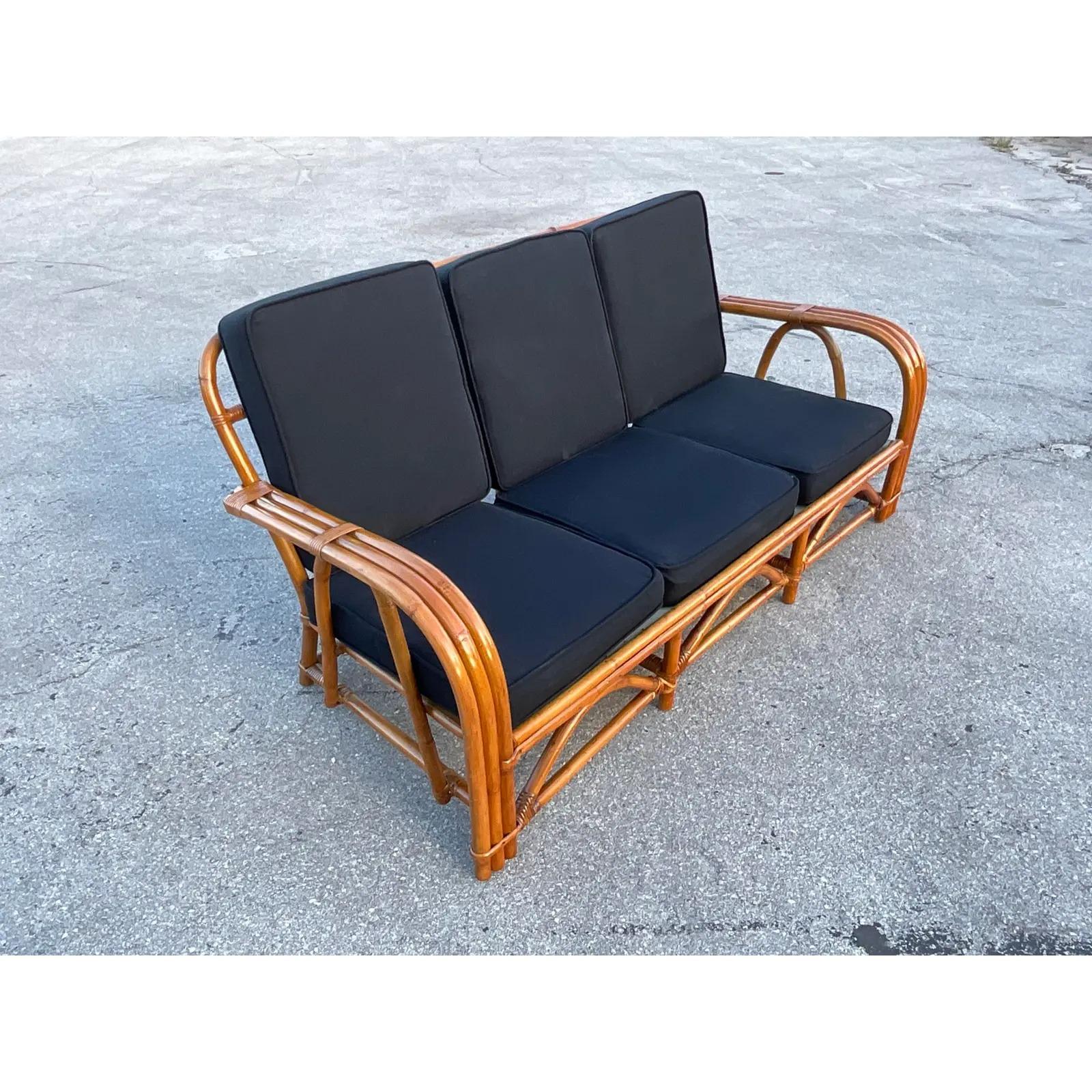 Vintage Costal Bent Rattan Sofa For Sale at 1stDibs