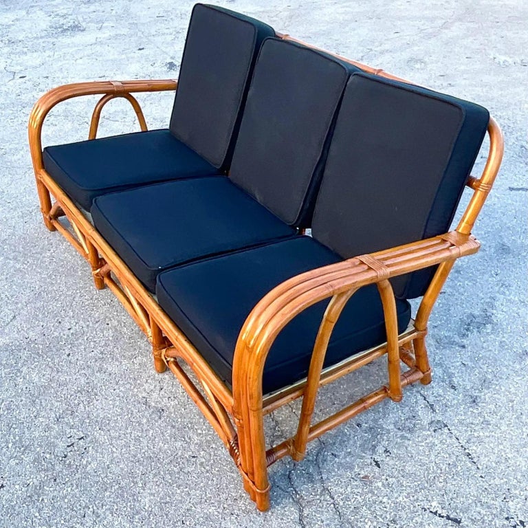 Vintage Costal Bent Rattan Sofa For Sale at 1stDibs