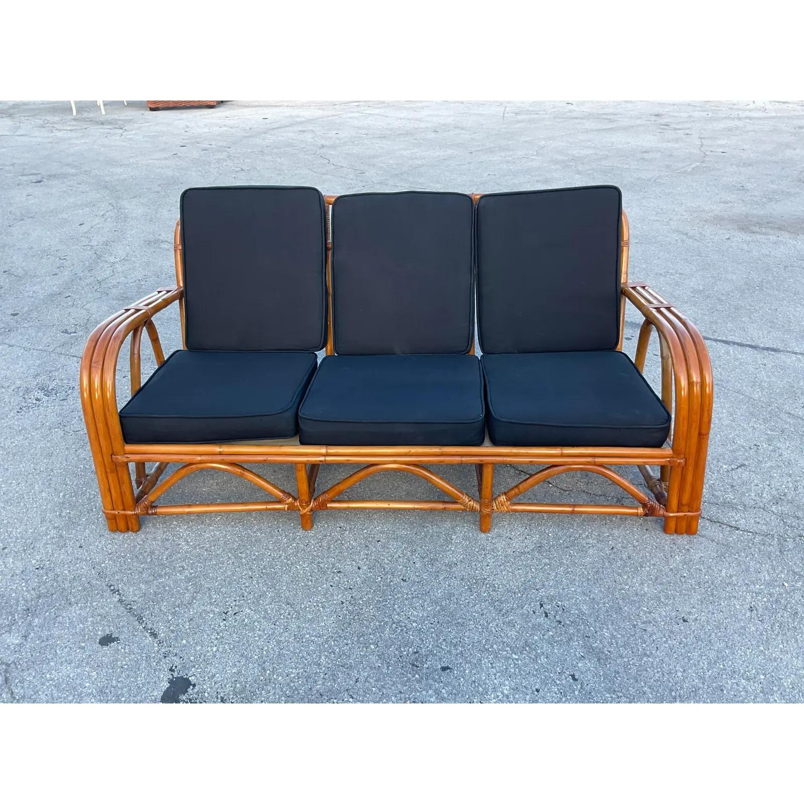 Vintage Costal Bent Rattan Sofa For Sale at 1stDibs