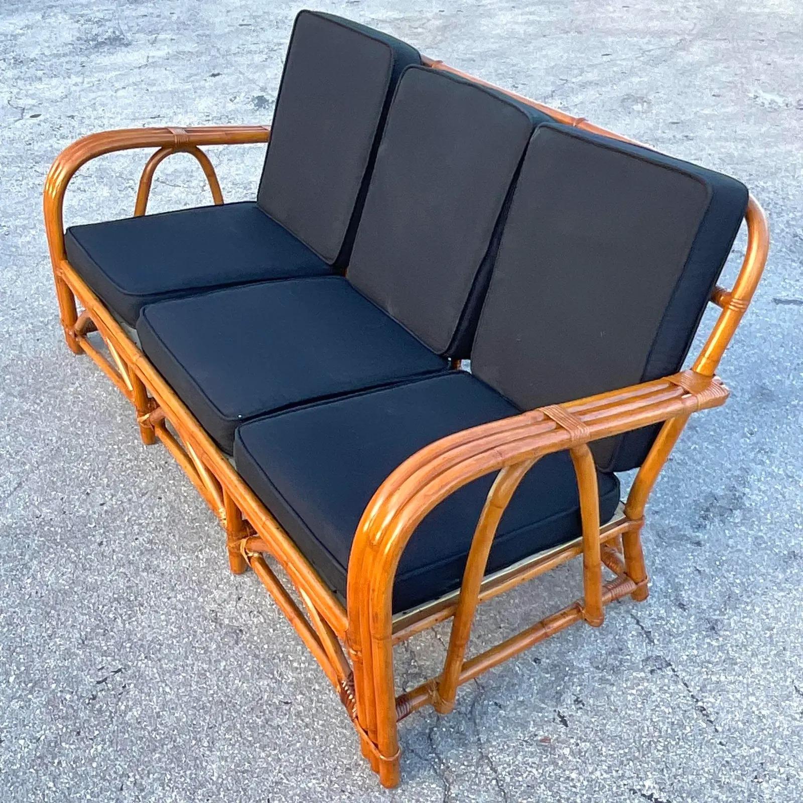 Vintage Costal Bent Rattan Sofa For Sale at 1stDibs