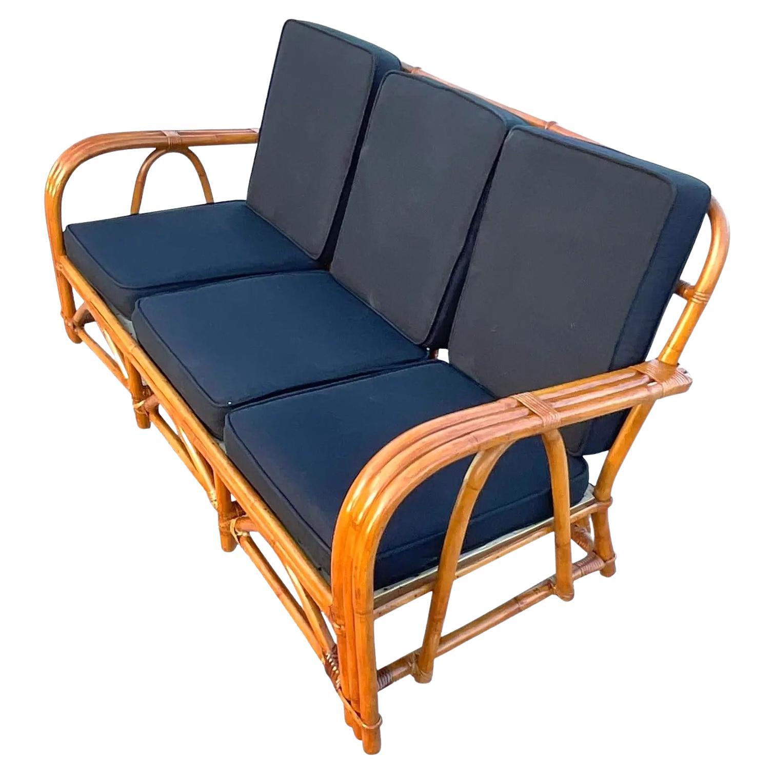 Vintage Costal Bent Rattan Sofa For Sale at 1stDibs