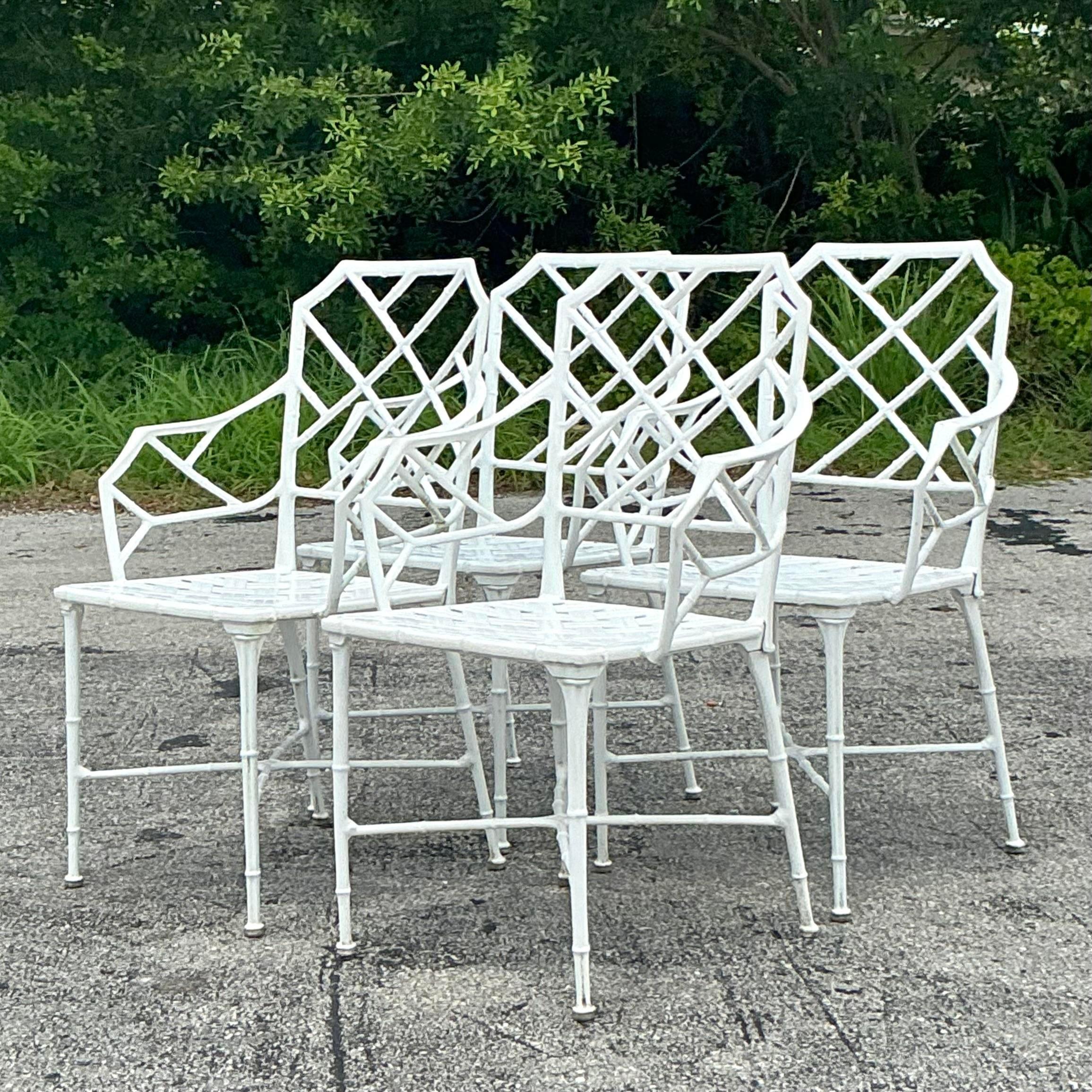 Vintage Costal Brown Jordan “Calcutta” Cast Aluminum Dining Chairs - Set of 4 5