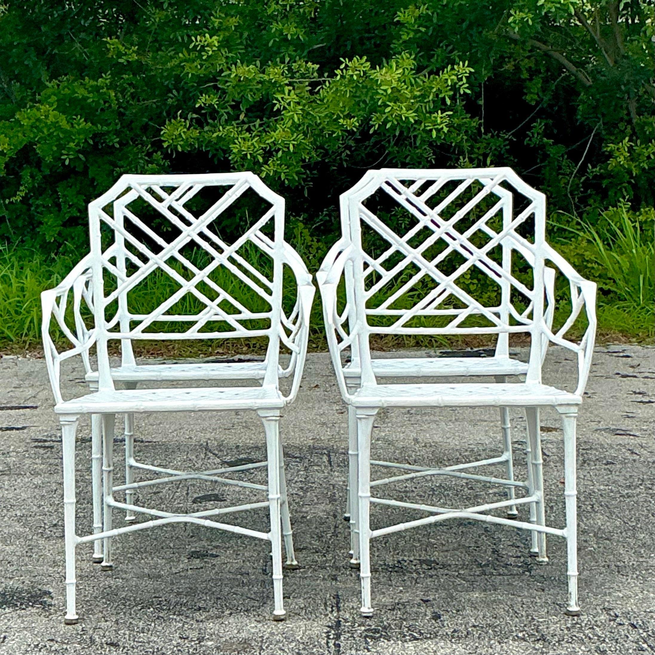 Mexican Vintage Costal Brown Jordan “Calcutta” Cast Aluminum Dining Chairs - Set of 4