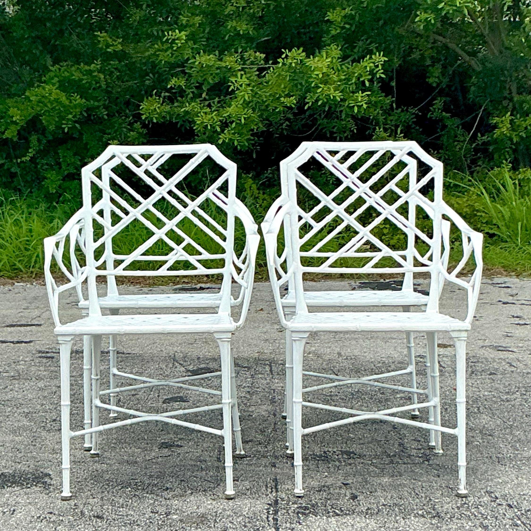 20th Century Vintage Costal Brown Jordan “Calcutta” Cast Aluminum Dining Chairs - Set of 4