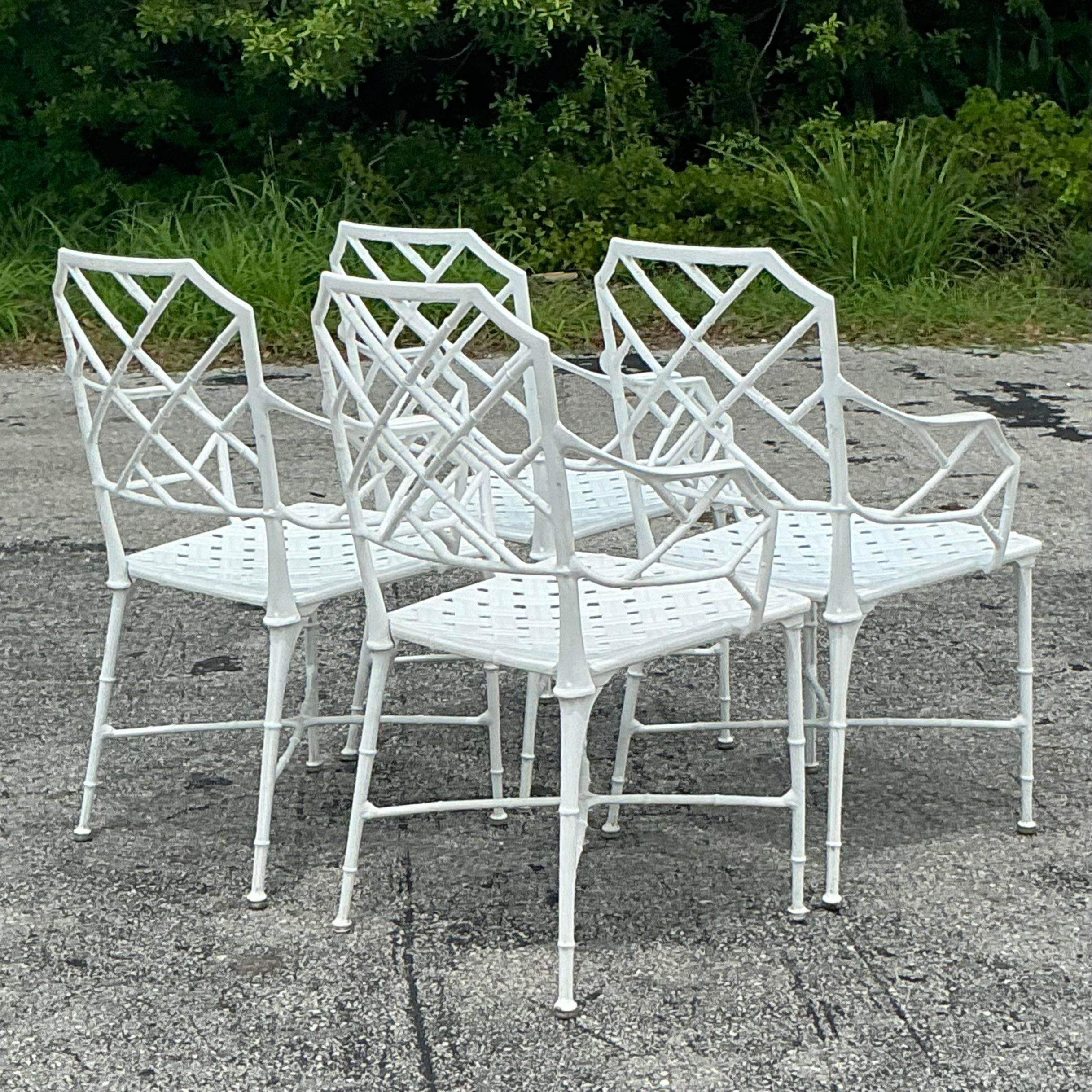Vintage Costal Brown Jordan “Calcutta” Cast Aluminum Dining Chairs - Set of 4 1