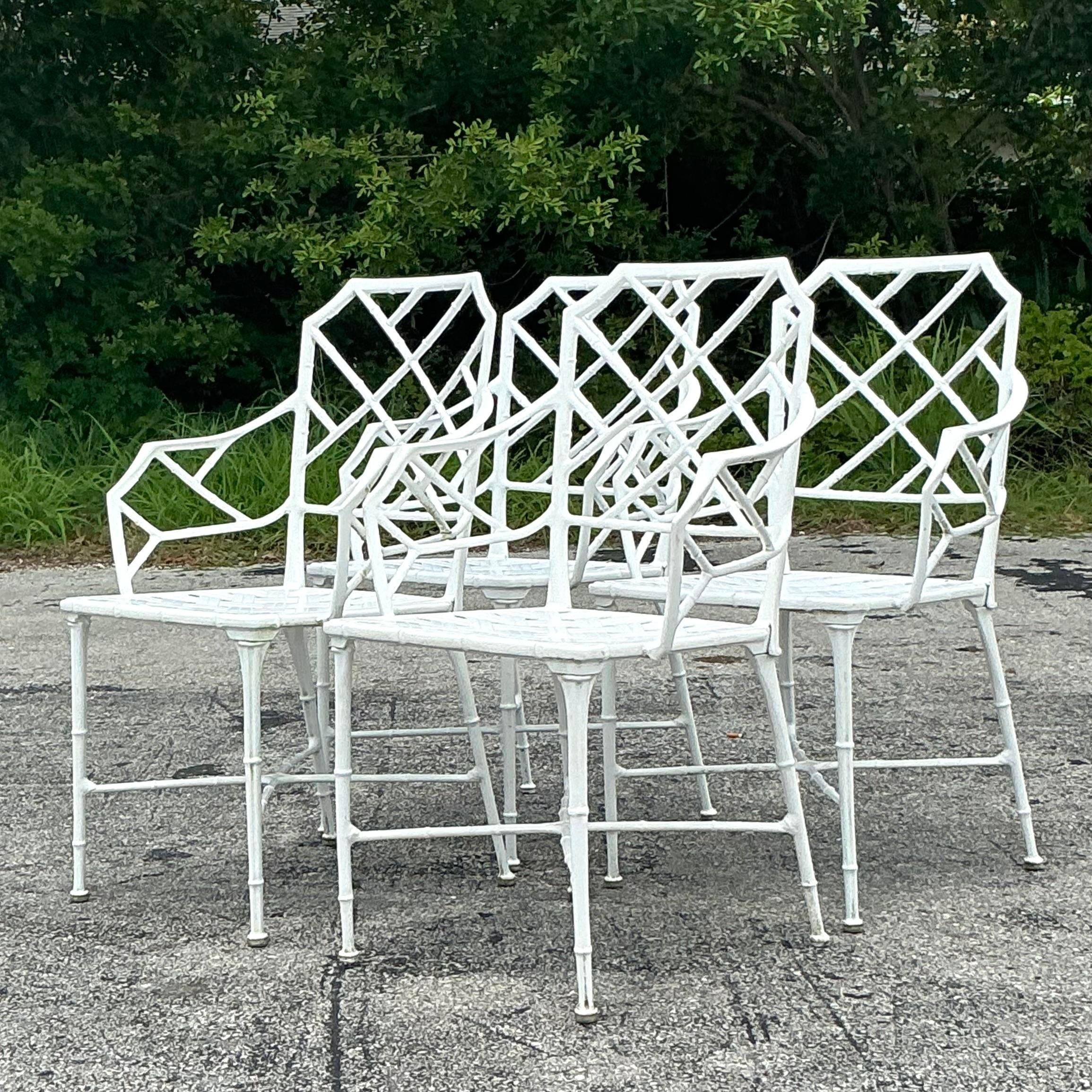 Vintage Costal Brown Jordan “Calcutta” Cast Aluminum Dining Chairs - Set of 4 3