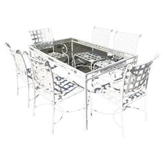 Used Costal Brown Jordan Florentine Wrought Iron Outdoor Dining Set - 7 Piece