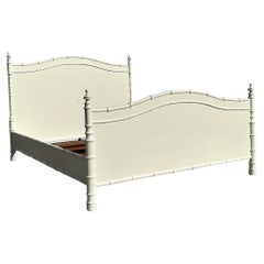 Vintage Costal Carved Bamboo Queen Bed